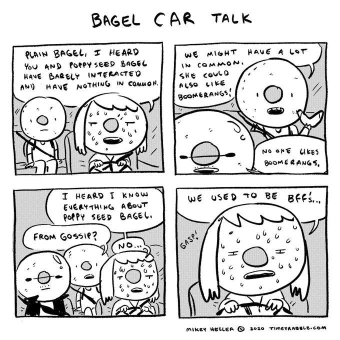 「i drew a comic about bagel car talk 」Mikey Hellerの漫画