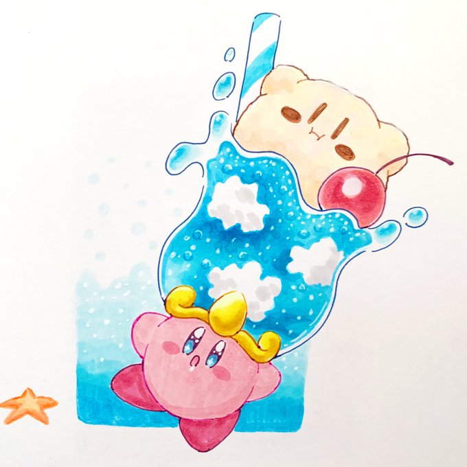 カービィ 青空ソーダカービィ カービィ イラスト コピック Kirby Illu あら カービィのイラスト