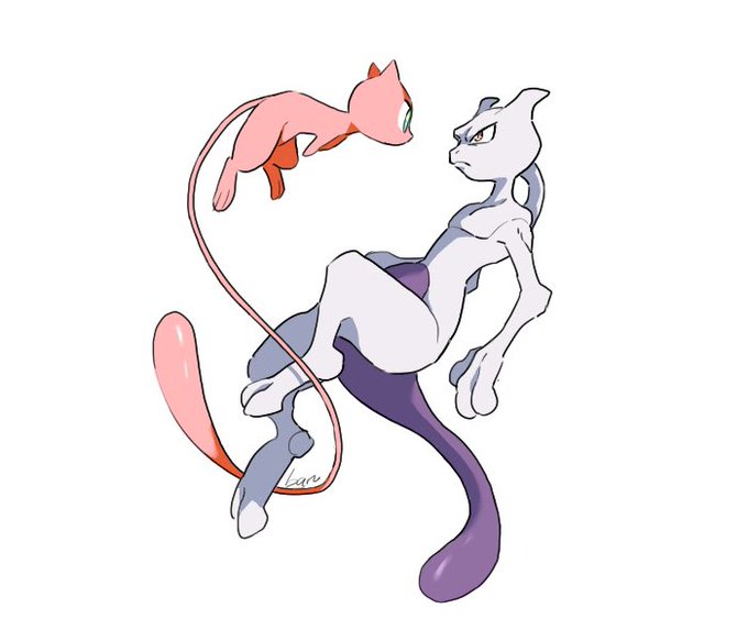 mew and mewtwo (pokemon) drawn by ban_(ban62460424)