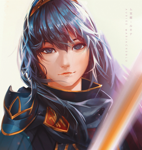 lucina (fire emblem) 1girl blue hair solo blue eyes tiara weapon looking at  viewer illustration images